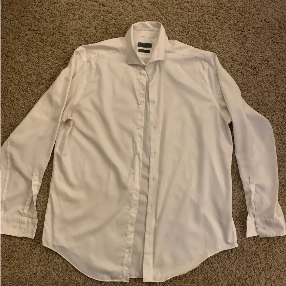 Calvin Klein White Men's Slim Tall Button Down- Size XL